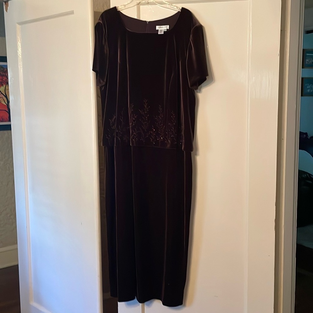 Elegant Velvet Dress in Rich Brown